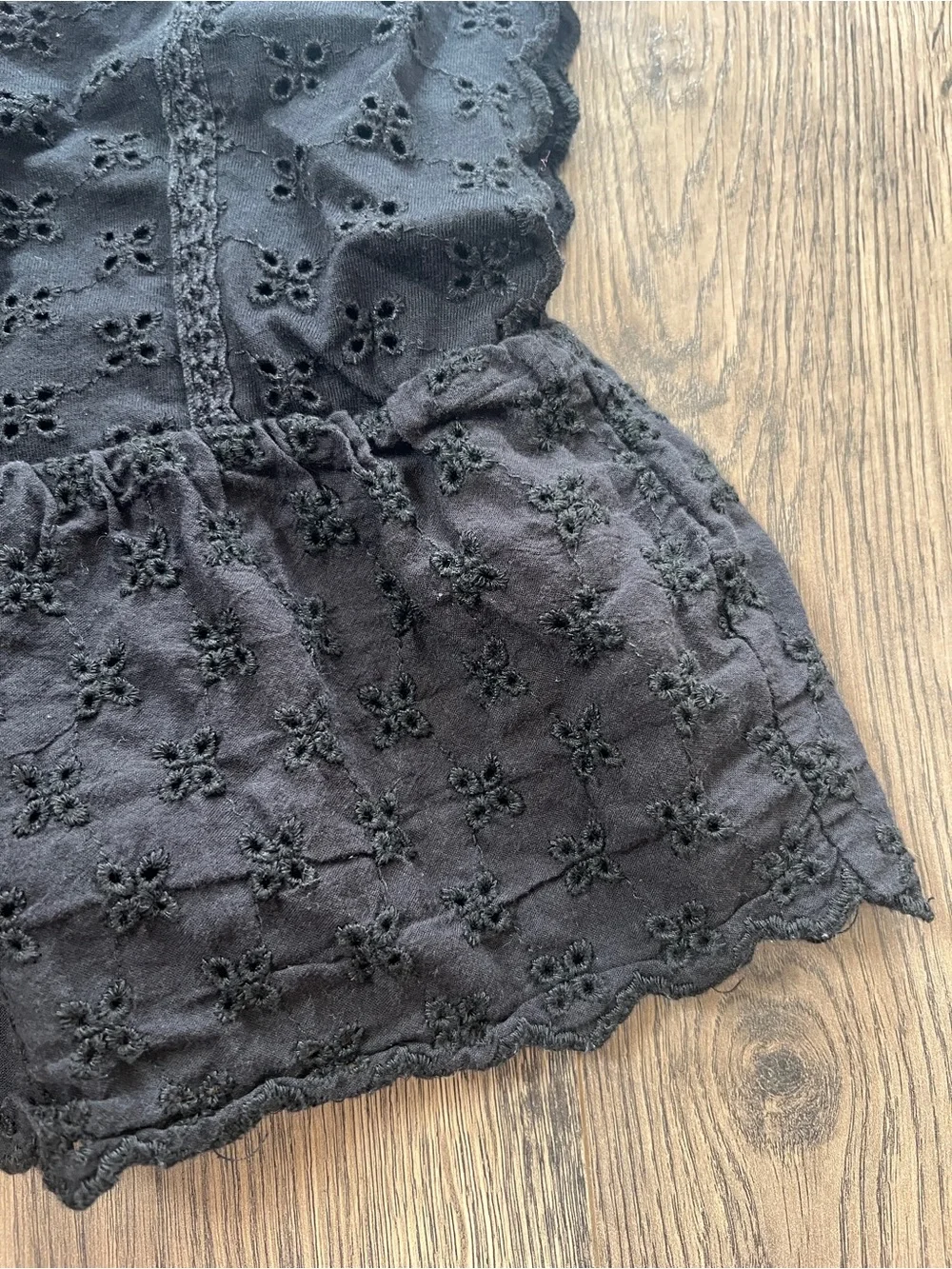 Zara Kids Black Eyelet Peplum Top
